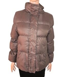 GAP Womens‎ Puffer Jacket Coat Bronze Brown Down Filled Small Y2K 2008